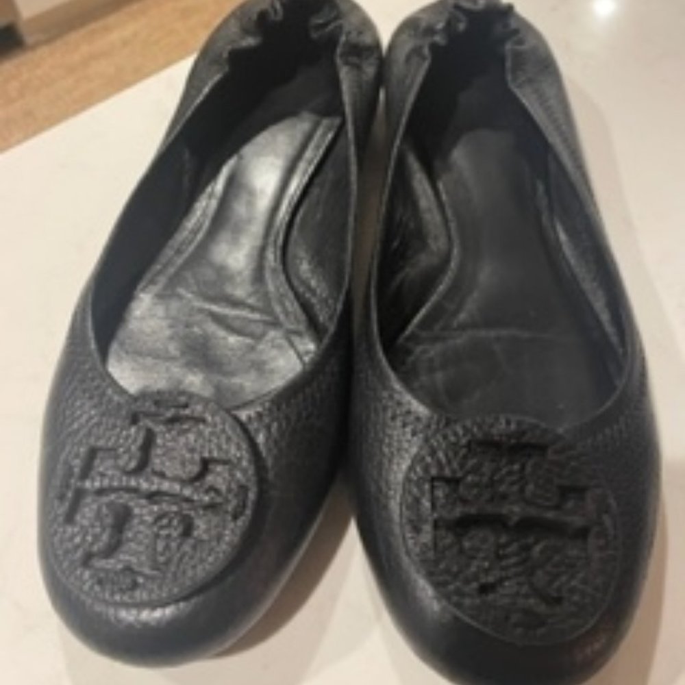 Tory Burch Black Leather Ballet Flat